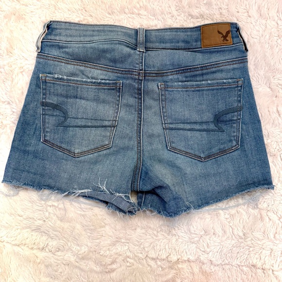 American Eagle High Rise Shortie Cut-Off Denim Shorts | Size 4 | Medium - Picture 2 of 5